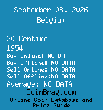 Belgium 20 Centime 1954  coin