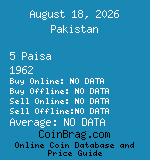 Pakistan 5 Paisa 1962  coin