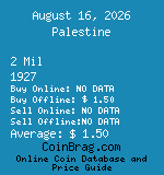 Palestine 2 Mil 1927  coin
