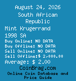 South African Republic Mint Krugerrand 1998 SA coin
