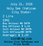 Holy See (Vatican City State) 2 Lira 1941  coin