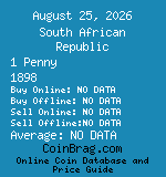South African Republic 1 Penny 1898  coin