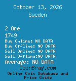 Sweden 2 Ore 1749  coin