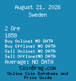 Sweden 2 Ore 1858  coin