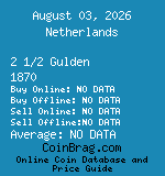 Netherlands 2 1/2 Gulden 1870  coin