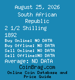 South African Republic 2 1/2 Shilling 1892  coin