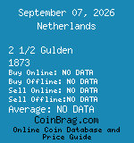 Netherlands 2 1/2 Gulden 1873  coin