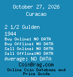 Curacao 2 1/2 Gulden 1944  coin