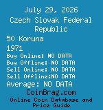 Czech Slovak Federal Republic 50 Koruna 1971  coin