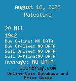 Palestine 20 Mil 1942  coin