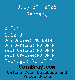 Germany 3 Mark 1912 J coin
