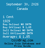 Canada 1 Cent 1929  coin