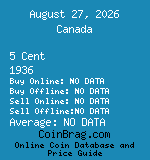 Canada 5 Cent 1936  coin