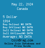 Canada 5 Dollar 1914  coin