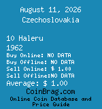 Czechoslovakia 10 Haleru 1962  coin