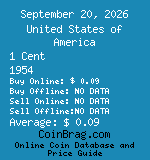 United States of America 1 Cent 1954  coin