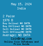 India 2 Paise 1976 B coin