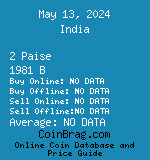 India 2 Paise 1981 B coin