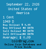 United States of America 1 Cent 1949 D coin
