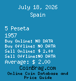 Spain 5 Peseta 1957  coin