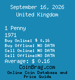 United Kingdom 1 Penny 1971  coin