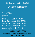 United Kingdom 1 Penny 2002  coin